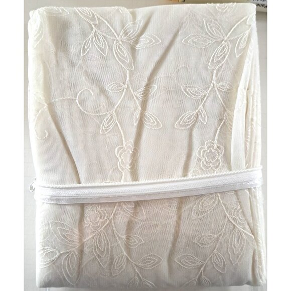 NEW Ivory Lace Curtain Panel Floral Cecelia Cottage Country Romantic 54x84 - Picture 2 of 4